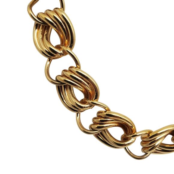 Monet Retro Gold Tone Link Necklace Chunky Bold Statement Graduated Chain Vtg - Picture 7 of 11